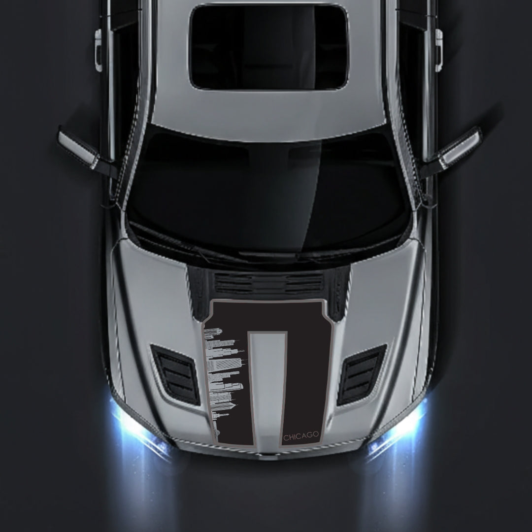 Performance Hood Panel Decal/Sticker - Chicago Skyline - Cut - Border Graphic Kit - For Dodge RAM 1500 2019-2025 - Premium Vinyl