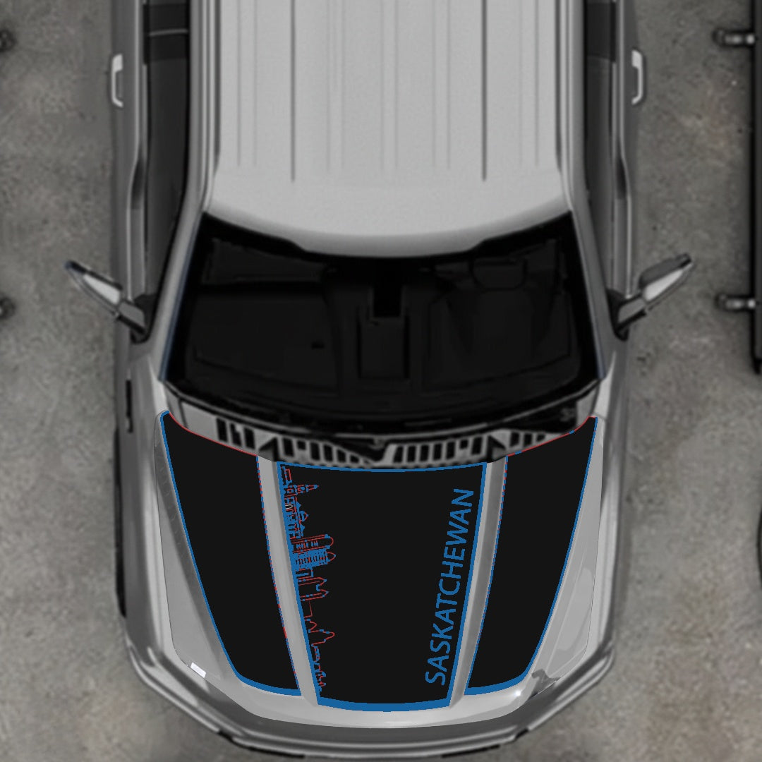 Hood Panel Decal/Sticker - Saskatchewan Skyline - Border Graphic Kit - For Ford F-150 2020-2026 - Premium Vinyl