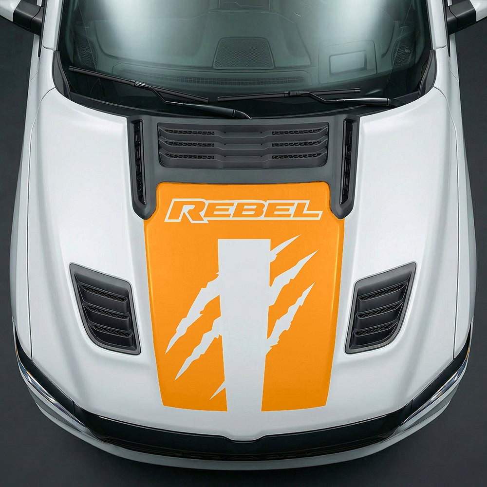 Hood Panel Decal/Sticker - Fierce REBEL Monster Slash Graphic Kit - For Dodge Ram 2019-2025 - Premium Vinyl