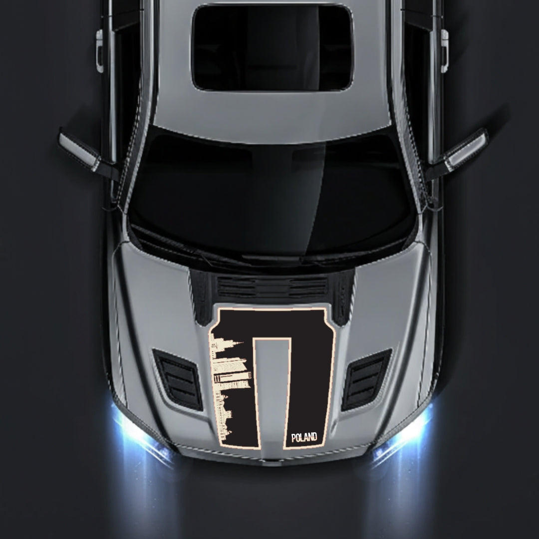 Hood Panel Decal/Sticker - Poland Skyline - Border Graphic Kit - For Dodge RAM 1500 2019-2025 - Premium Vinyl