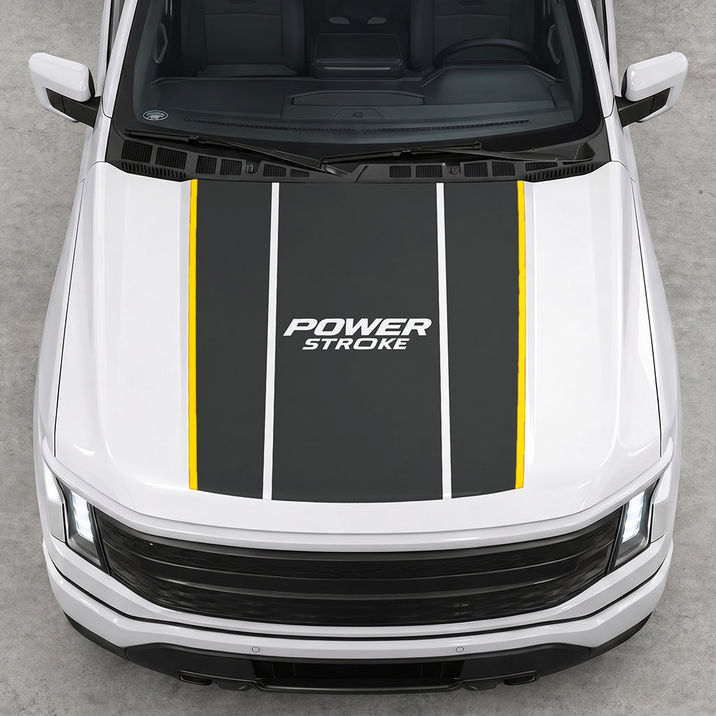 Hood Panel Decal/Sticker - Power Stroke Graphic Decal Graphic Kit - For Ford F-150 2015-2020 - Premium Vinyl