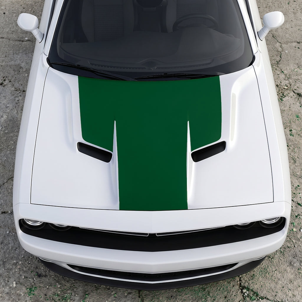 Hood Panel Decal/Sticker - The Foundation - Solid T-Shape - Matte Performance Trim Blackout Graphic Kit - For Dodge Challenger 2015-2024 - Premium Vinyl
