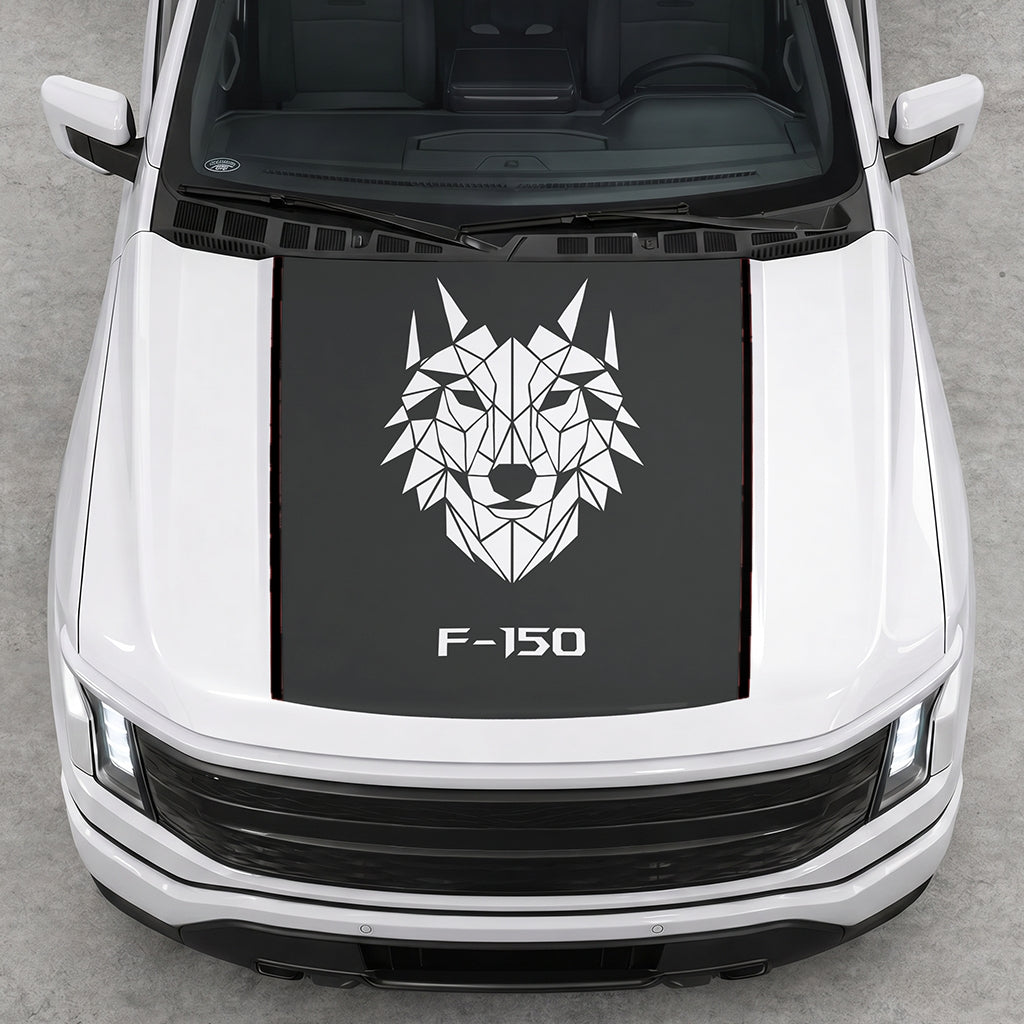 Hood Panel Decal/Sticker - Wolf Head Graphic Decal Graphic Kit - For Ford F-150 2015-2020 - Premium Vinyl