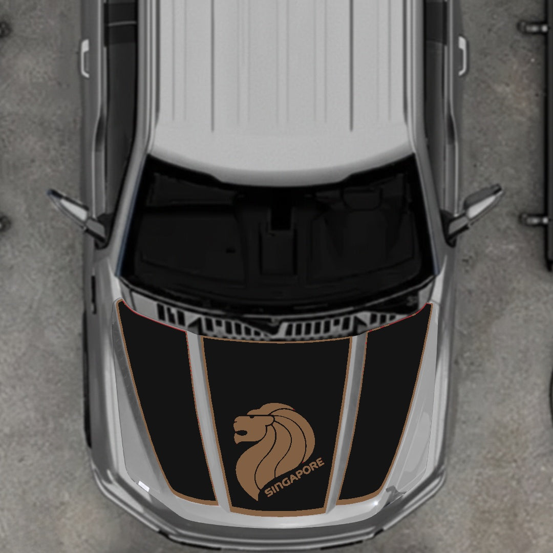 Hood Panel Decal/Sticker - Singapore - Border Graphic Kit - For Ford F-150 2020-2026 - Premium Vinyl