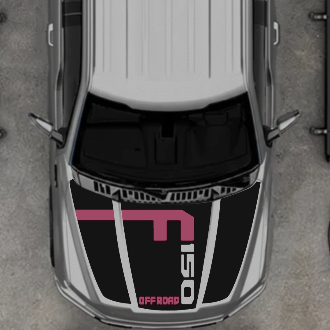 Hood Panel Decal/Sticker - Stlye 8 - Cut Graphic Kit - For Ford F-150 2020-2026 - Premium Vinyl