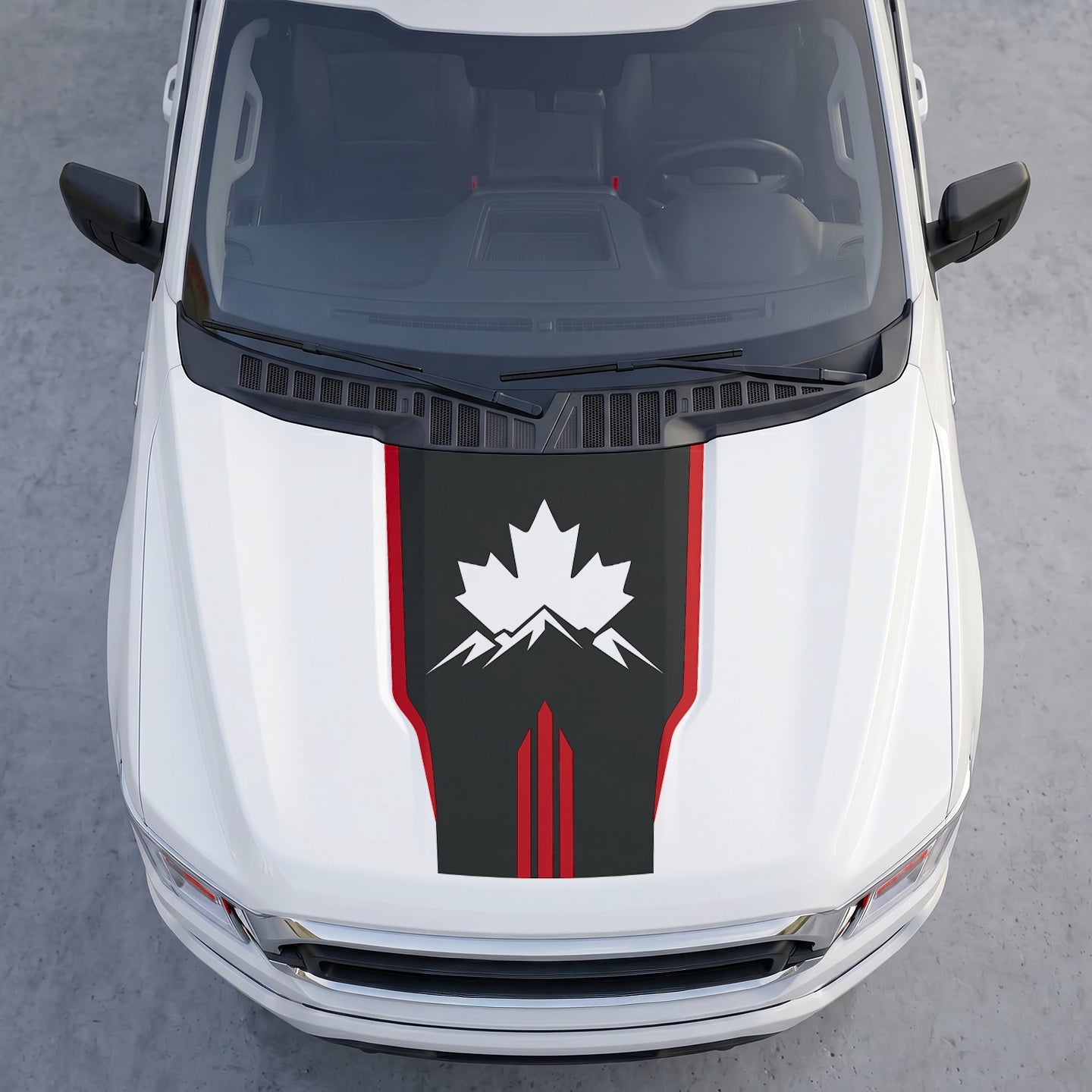 Hood Panel Decal/Sticker - Wilderness Maple Leaf Hood Decal – Evergreen Pine Forest Silhouette Graphic Vinyl Wrap Graphic Kit - For Ford F-150 F150 2015-2020 - Premium Vinyl