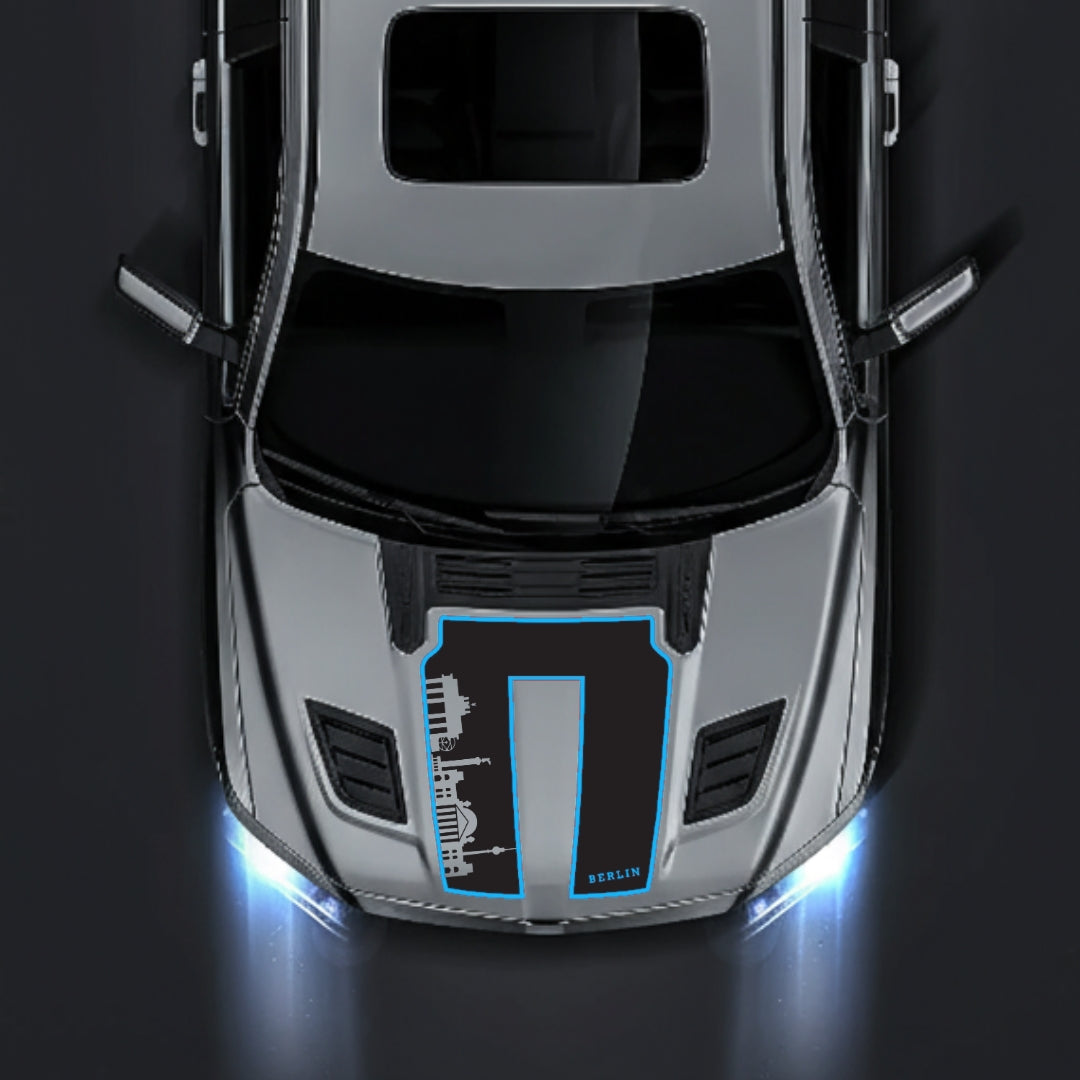 Hood Panel Decal/Sticker - Berlin Skyline - Cut - Border Graphic Kit - For Dodge RAM 1500 2019-2025 - Premium Vinyl