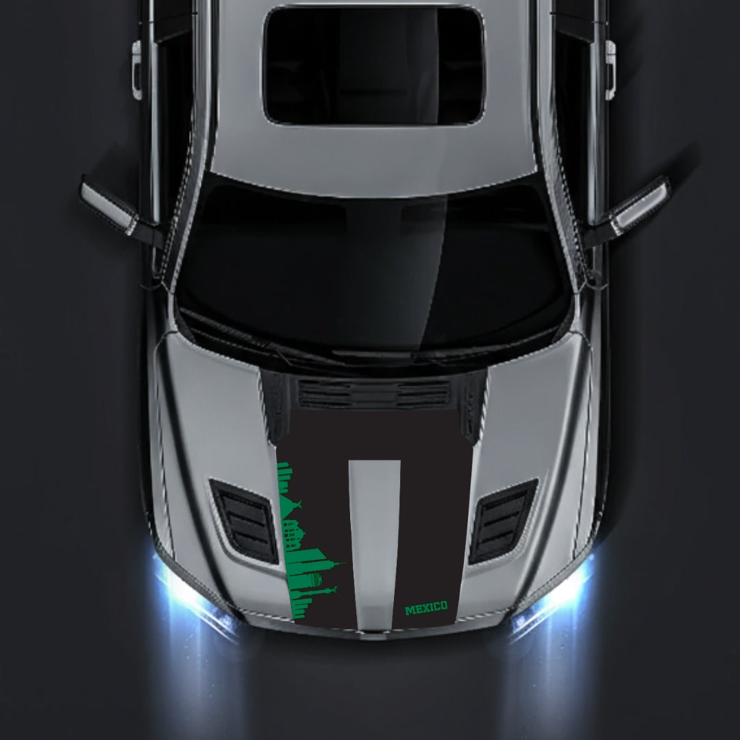 Performance Hood Panel Decal/Sticker - Mexico Skyline Graphic Kit - For Dodge RAM 1500 2019-2025 - Premium Vinyl