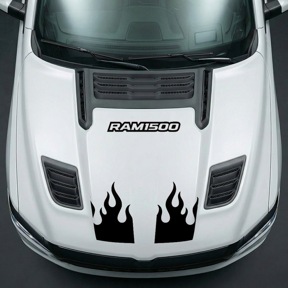 Hood Panel Decal/Sticker - RAM 1500 Flaming U-Shape - Cut Graphic Kit - For Dodge Ram 2019-2025 - Premium Vinyl