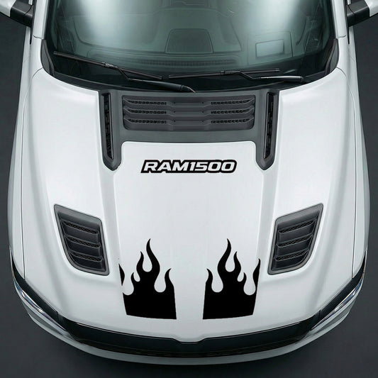 Hood Panel Decal/Sticker - RAM 1500 Flaming U-Shape - Cut Graphic Kit - For Dodge Ram 2019-2025 - Premium Vinyl