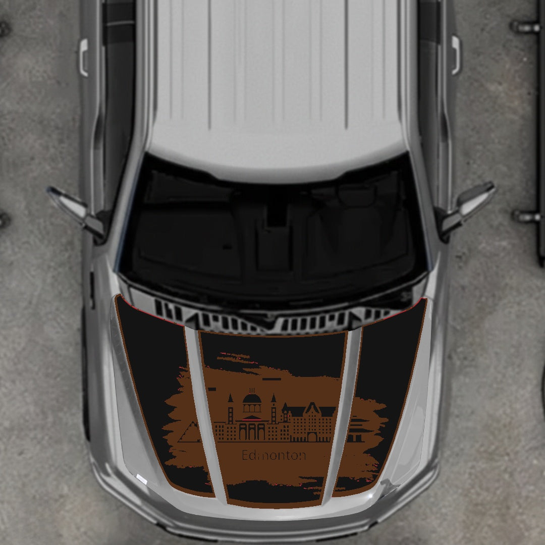 Hood Panel Decal/Sticker - Edmonton - Border Graphic Kit - For Ford F-150 2020-2026 - Premium Vinyl