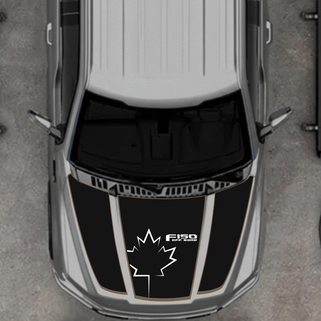 Hood Panel Decal/Sticker - Canada Style 2 - Cut - Border Graphic Kit - For Ford F-150 2020-2026 - Premium Vinyl