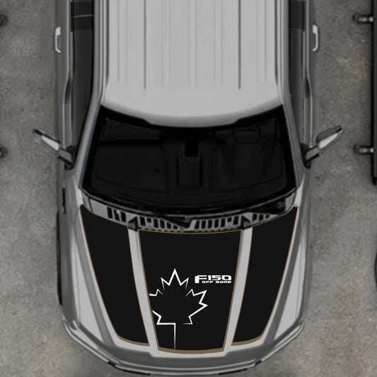 Hood Panel Decal/Sticker - Canada Style 2 - Cut - Border Graphic Kit - For Ford F-150 2020-2026 - Premium Vinyl