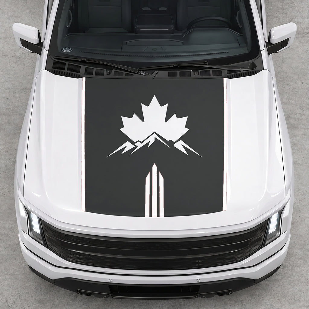 Hood Panel Decal/Sticker - Maple and Mountain Graphic Decal Graphic Kit - For Ford F-150 2015-2020 - Premium Vinyl