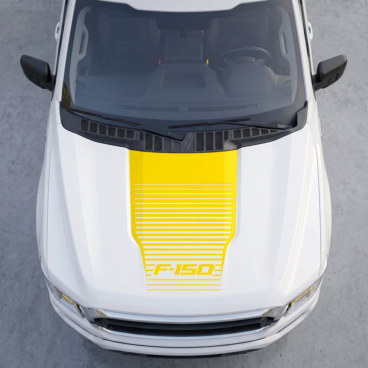 Hood Panel Decal/Sticker - Speedline Fade Hood Decal Wrap – Solid Center Shield with Horizontal Louver Stripe Grille Graphic Kit - For Ford F-150 F150 2015-2020 - Premium Vinyl