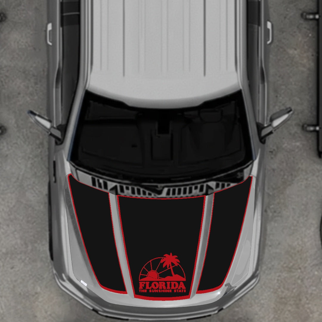 Hood Panel Decal/Sticker - Flordia - Border Graphic Kit - For Ford F-150 2020-2026 - Premium Vinyl