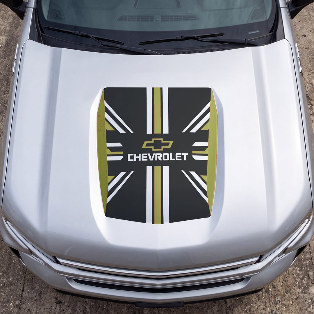 Hood Panel Decal/Sticker - United Kingdom Flag Graphic Decal Graphic Kit - For Chevrolet Silverado 2019-2024 - Premium Vinyl