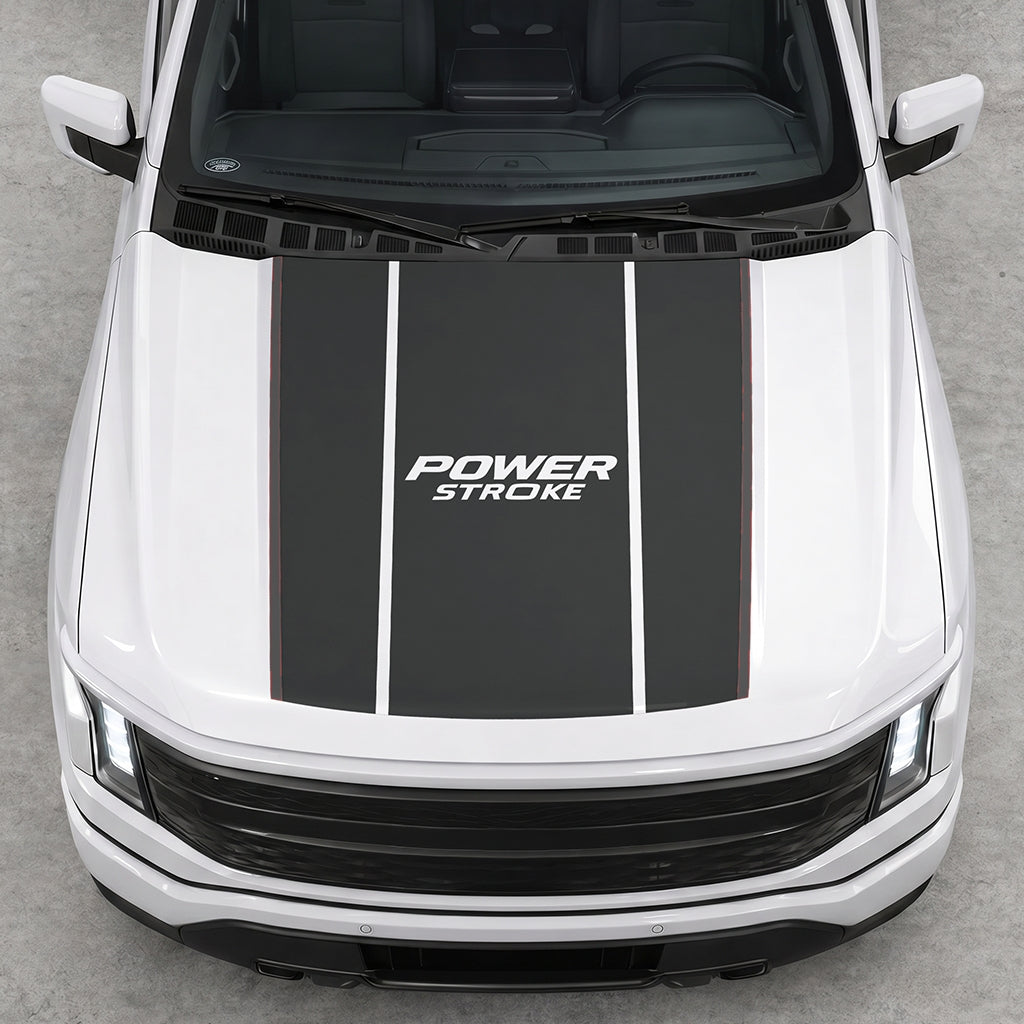 Hood Panel Decal/Sticker - Power Stroke Graphic Decal Graphic Kit - For Ford F-150 2015-2020 - Premium Vinyl