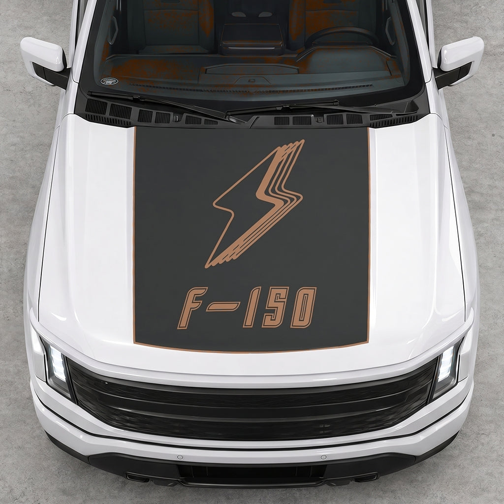 Hood Panel Decal/Sticker - Bordered Electric F150 Graphic Decal Graphic Kit - For FORD F-150 2015-2020 - Premium Vinyl