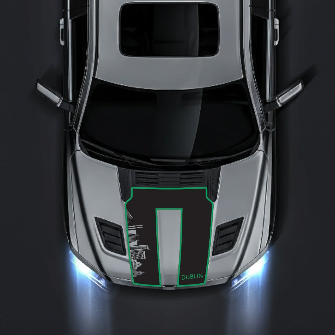 Hood Panel Decal/Sticker - Dublin Skyline - Cut - Border Graphic Kit - For Dodge RAM 1500 2019-2025 - Premium Vinyl