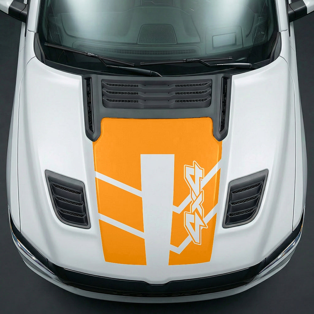 Hood Panel Decal/Sticker - Bold 4x4 Geometric Chevron Graphic Kit - For Dodge Ram 2019-2025 - Premium Vinyl