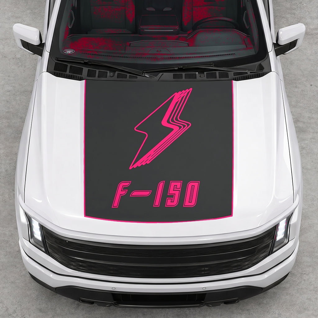 Hood Panel Decal/Sticker - Bordered Electric F150 Graphic Decal Graphic Kit - For FORD F-150 2015-2020 - Premium Vinyl