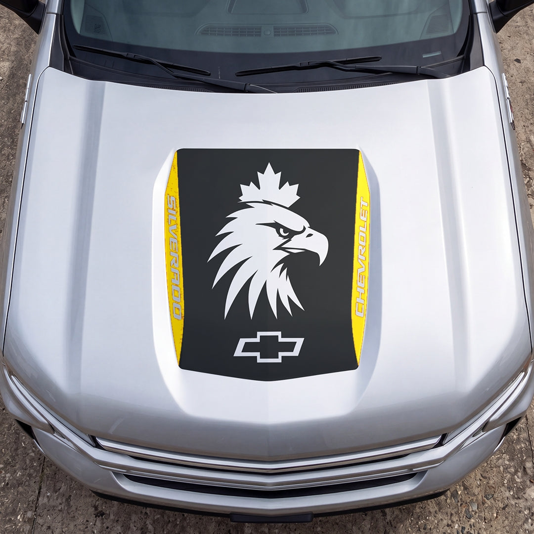 Hood Panel Decal/Sticker - Eagle Head with Maple Graphic Decal Graphic Kit - For Chevrolet Silverado 2019-2024 - Premium Vinyl