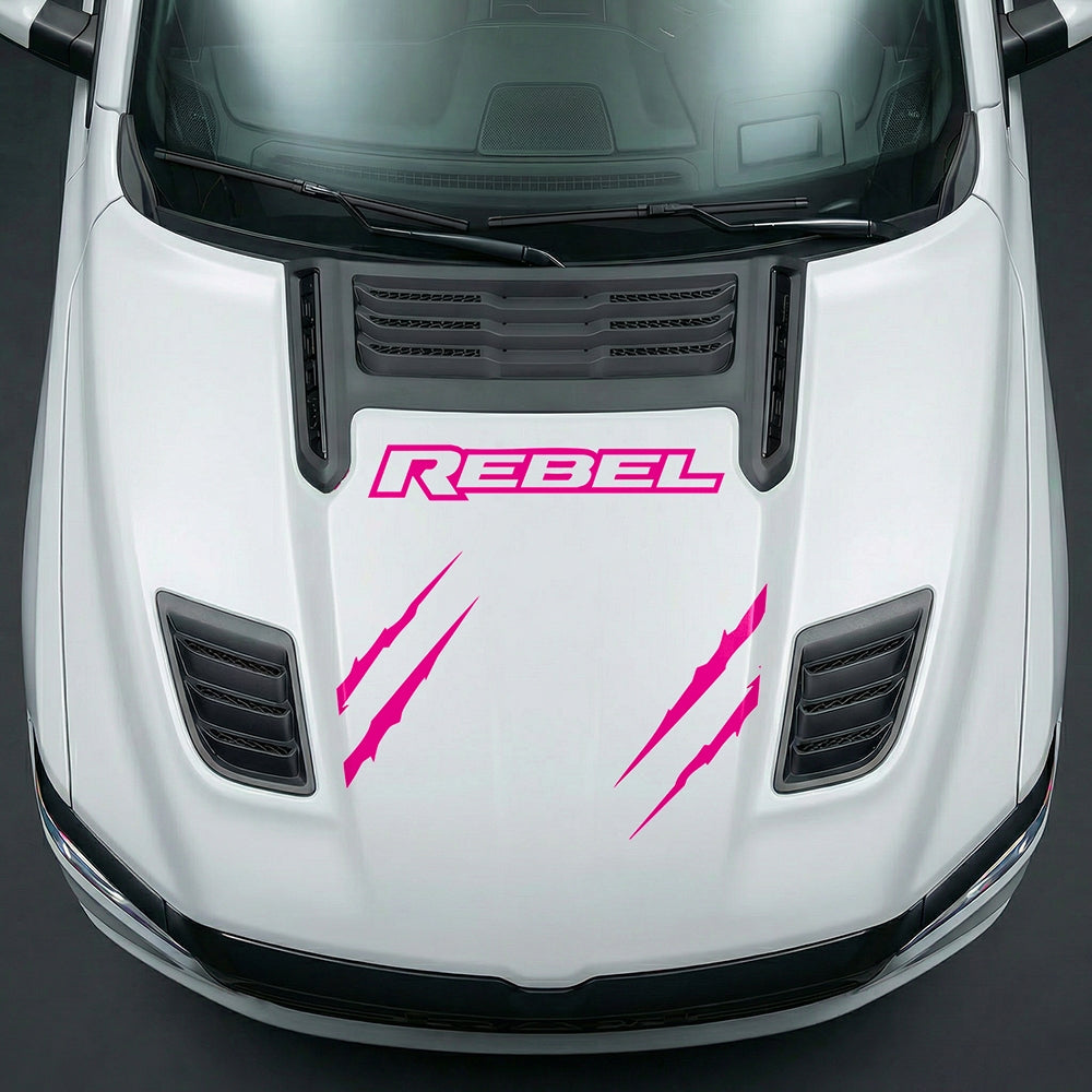 Hood Panel Decal/Sticker - Dodge RAM Rebel Claw Scratch U-Shape Stripe - Cut Graphic Kit - For Dodge Ram 2019-2025 - Premium Vinyl