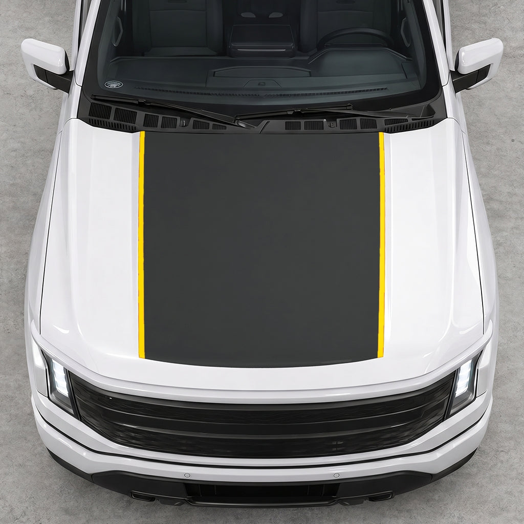 Hood Panel Decal/Sticker - Solid with Border Graphic Decal Graphic Kit - For Ford F-150 2015-2020 - Premium Vinyl