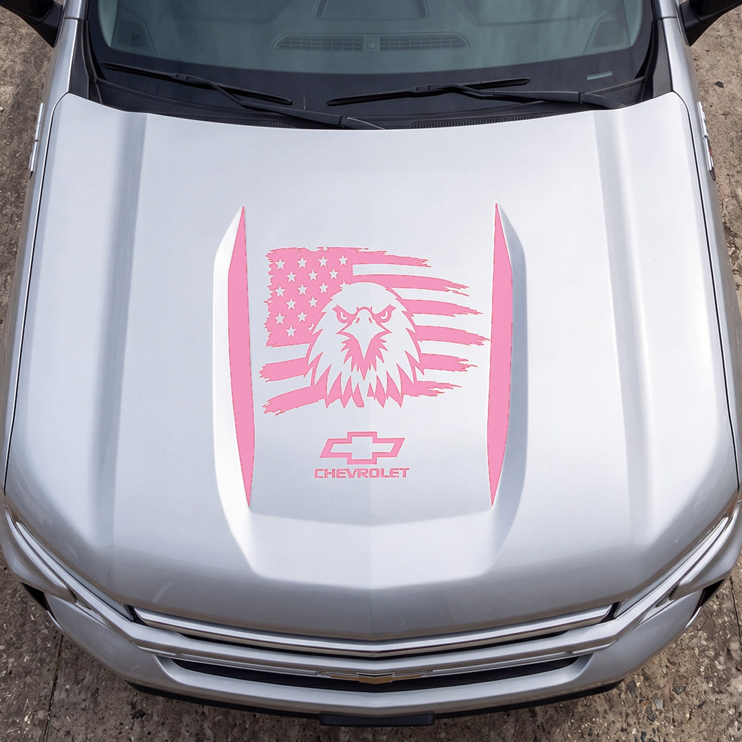 Hood Panel Decal/Sticker - American Facing Eagle Graphic Decal Graphic Kit - For Chevrolet Silverado 2019-2024 - Premium Vinyl