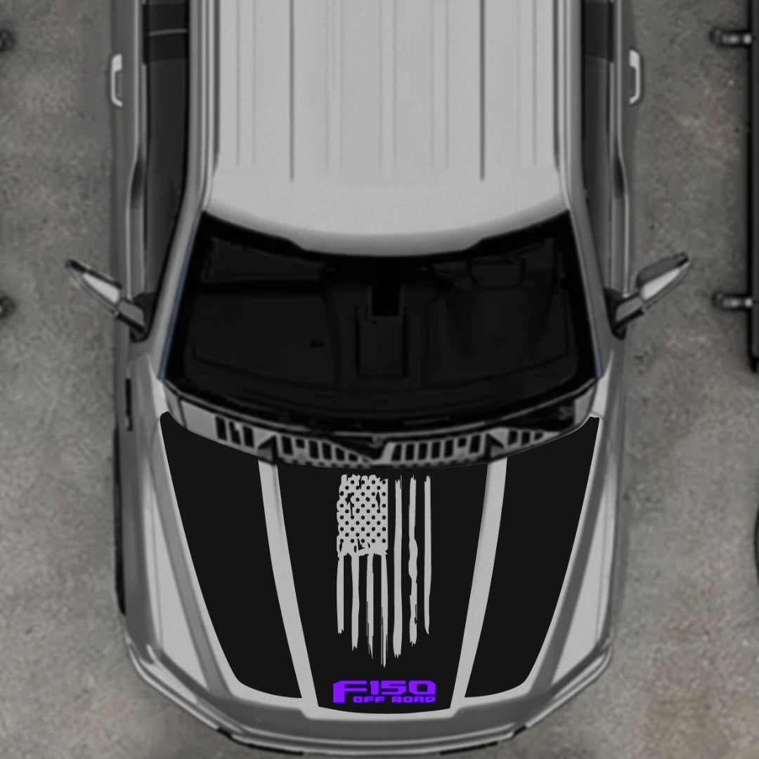 Hood Panel Decal/Sticker - USA Style 10 Graphic Kit - For Ford F-150 2020-2026 - Premium Vinyl