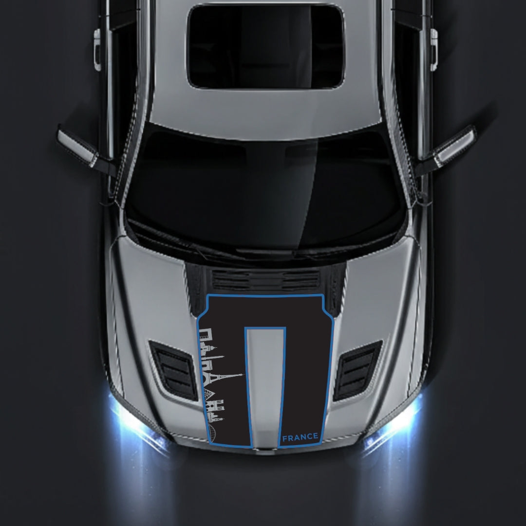 Hood Panel Decal/Sticker - France Skyline - Cut - Border Graphic Kit - For Dodge RAM 1500 2019-2025 - Premium Vinyl