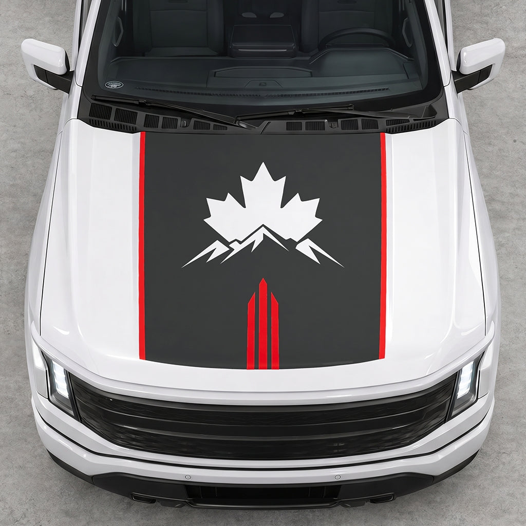 Hood Panel Decal/Sticker - Maple and Mountain Graphic Decal Graphic Kit - For Ford F-150 2015-2020 - Premium Vinyl