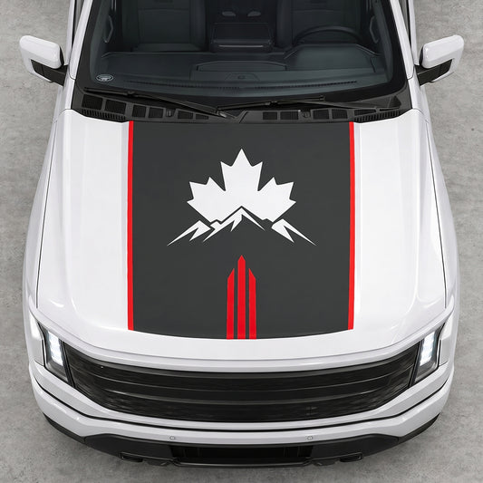 Hood Panel Decal/Sticker - Maple and Mountain Graphic Decal Graphic Kit - For Ford F-150 2015-2020 - Premium Vinyl