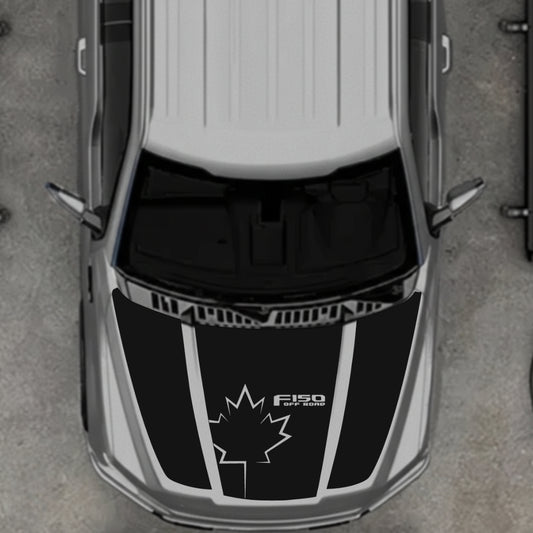 Hood Panel Decal/Sticker - Canada Style 2 - Cut Graphic Kit - For Ford F-150 2020-2026 - Premium Vinyl