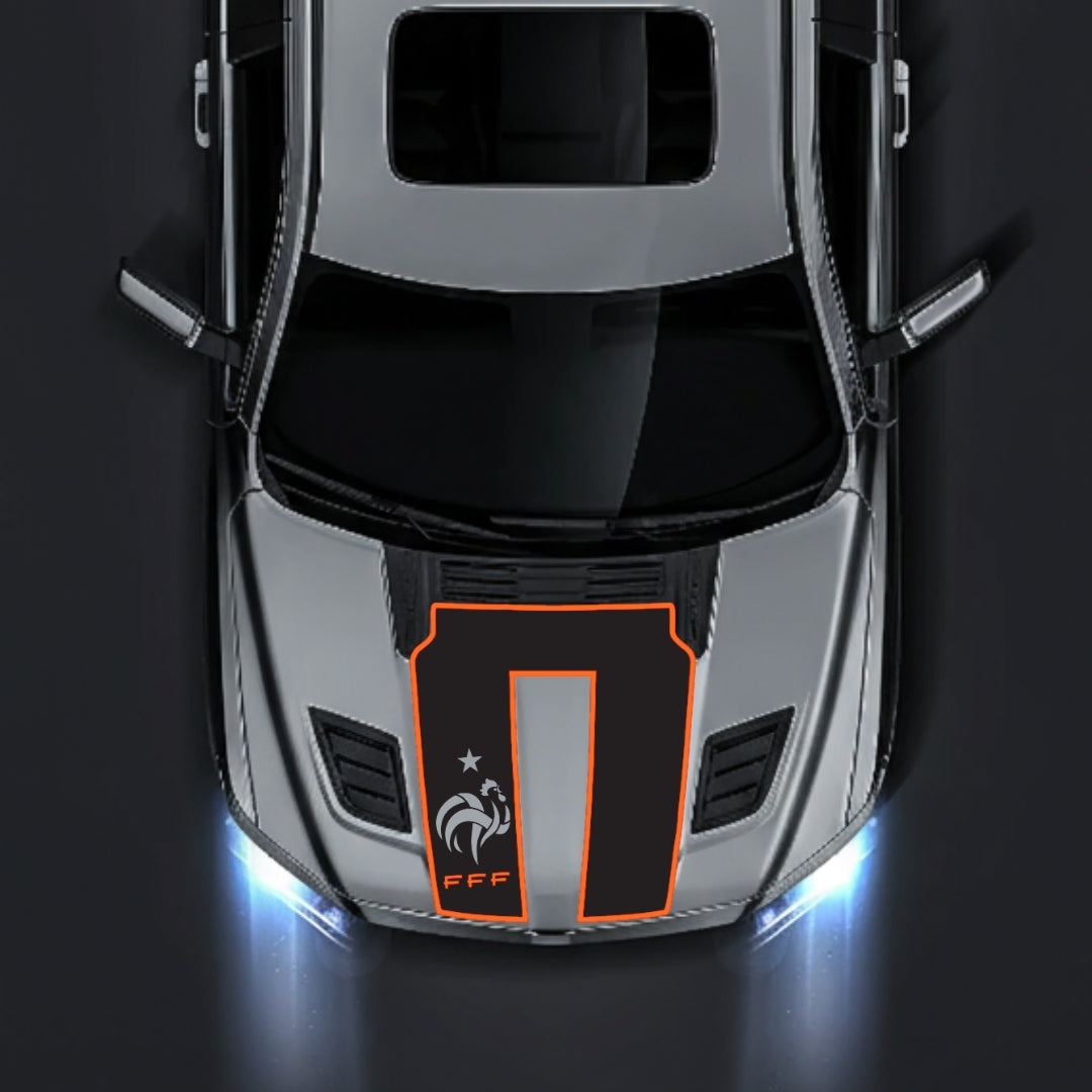 Hood Panel Decal/Sticker - French Football Federation Logo - Border Graphic Kit - For Dodge RAM 1500 2019-2025 - Premium Vinyl