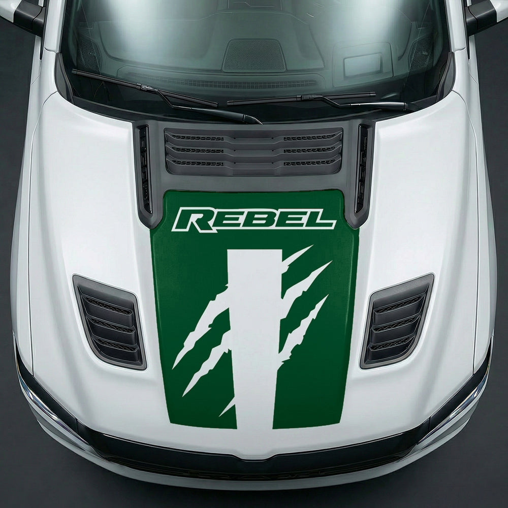 Hood Panel Decal/Sticker - Fierce REBEL Monster Slash Graphic Kit - For Dodge Ram 2019-2025 - Premium Vinyl