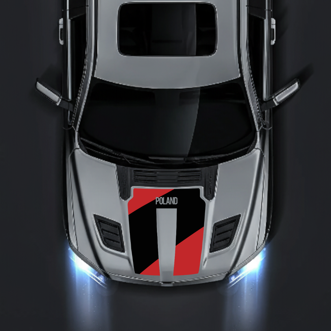 Performance Hood Panel Decal/Sticker - Poland Red Graphic Kit - For Dodge RAM 1500 2019-2025 - Premium Vinyl