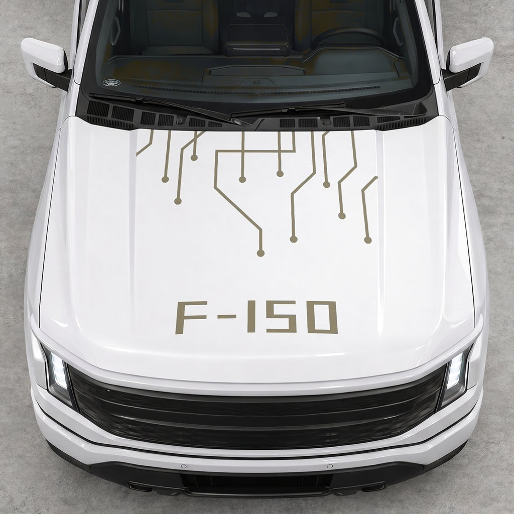 Hood Panel Decal/Sticker - Cut F150 Electric Circuit Graphic Decal Graphic Kit - For FORD F-150 2015-2020 - Premium Vinyl