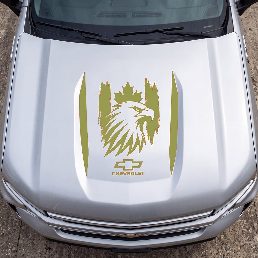 Hood Panel Decal/Sticker - Canadaian Eagle Head Graphic Decal Graphic Kit - For Chevrolet Silverado 2019-2024 - Premium Vinyl