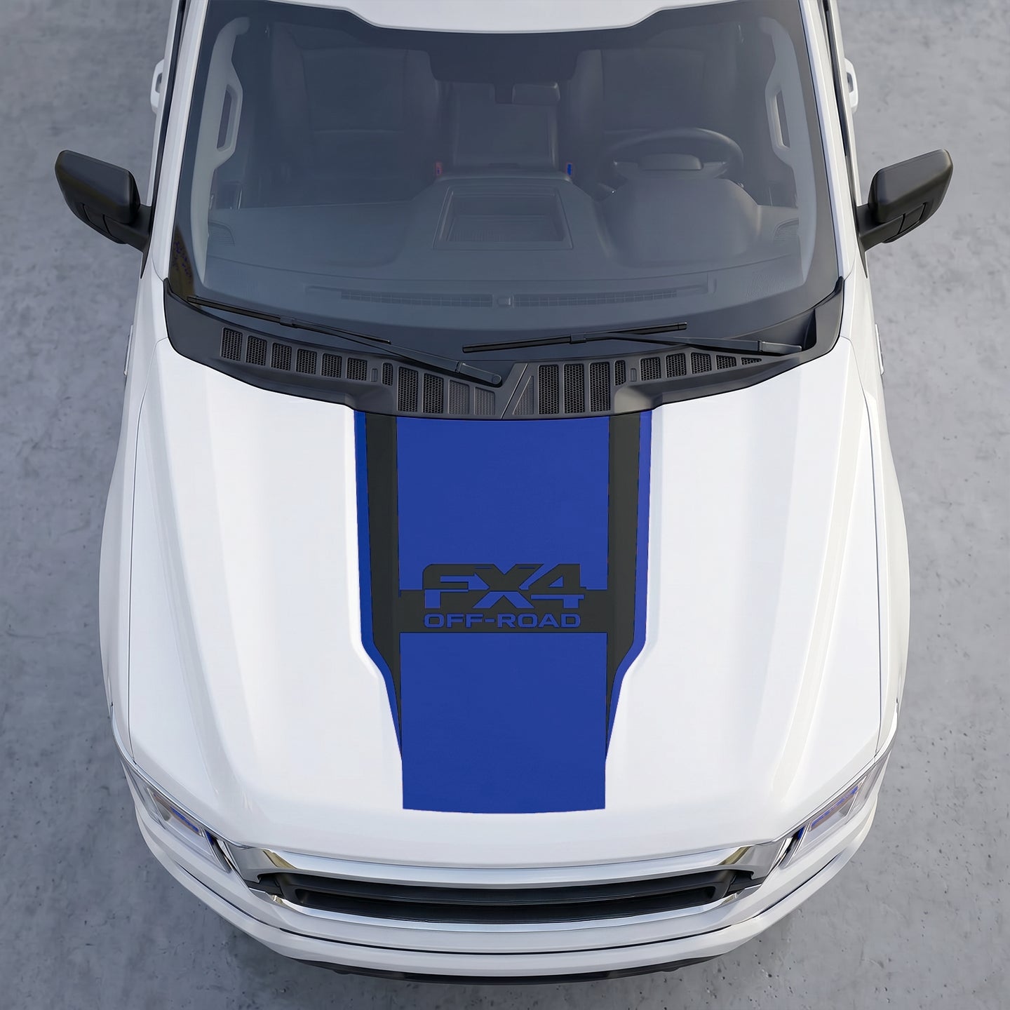 Hood Panel Decal/Sticker - FX4 Off-Road Edition Full Hood Decal Wrap – Bold  Center Accent Shield with Matte Black Track Stripes Graphic Kit - For Ford F-150 F150 2015-2020 - Premium Vinyl