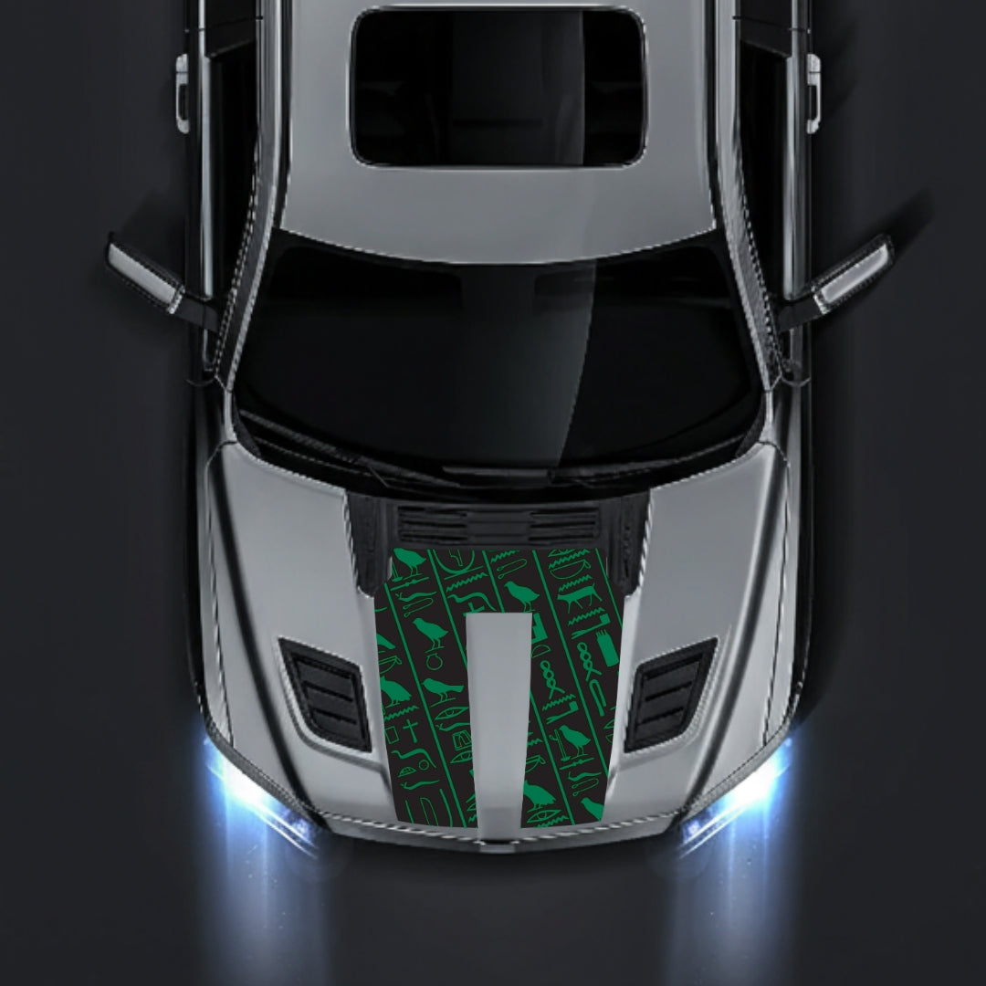 Performance Hood Panel Decal/Sticker - Egyptian Hieroglyphs Graphic Kit - For Dodge RAM 1500 2019-2025 - Premium Vinyl