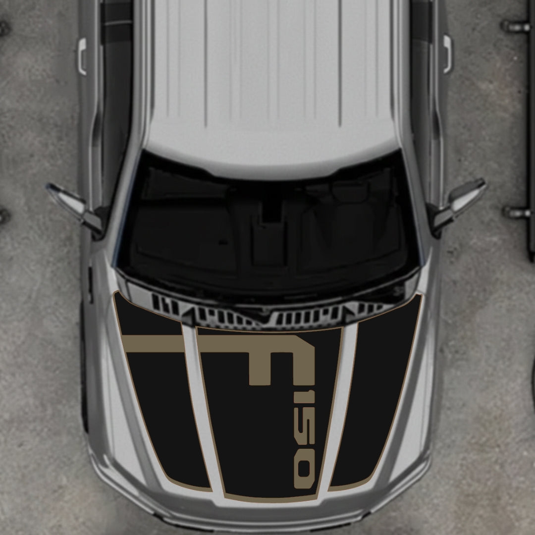 Hood Panel Decal/Sticker - Style 3 - Border Graphic Kit - For Ford F-150 2020-2026 - Premium Vinyl
