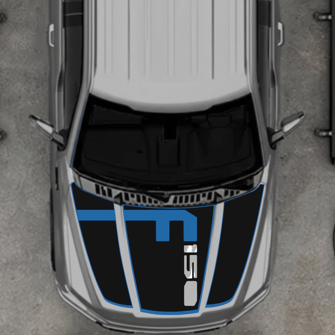 Hood Panel Decal/Sticker - Style 4 - Cut - Border Graphic Kit - For Ford F-150 2020-2026 - Premium Vinyl