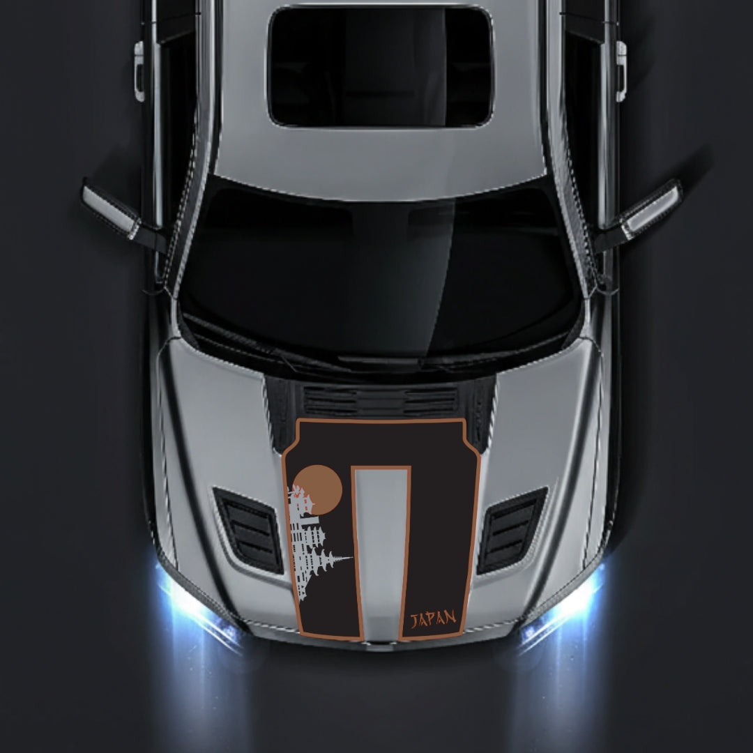 Hood Panel Decal/Sticker - Japan Skyline - Cut - Border Graphic Kit - For Dodge RAM 1500 2019-2025 - Premium Vinyl