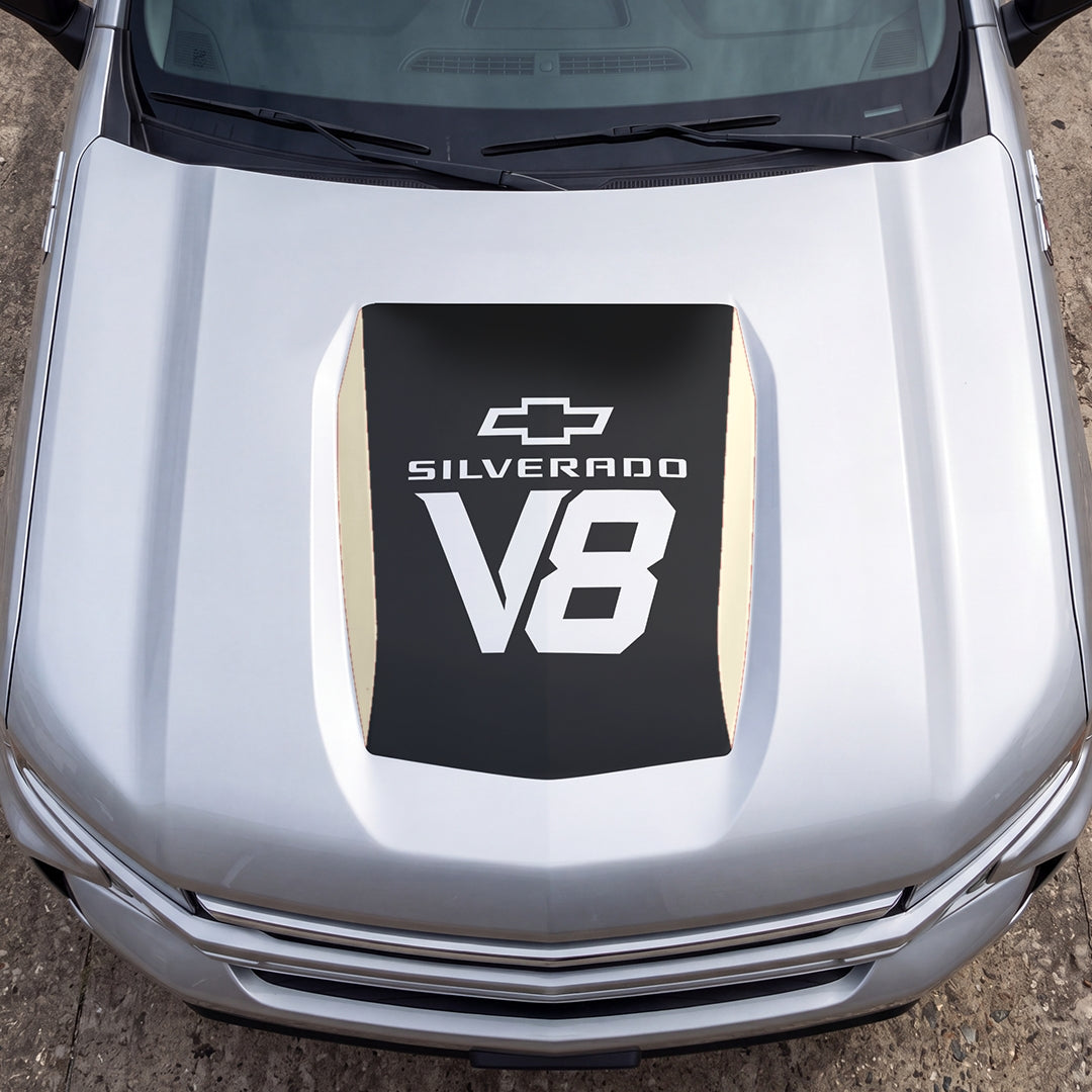 Hood Panel Decal/Sticker - V8 Graphic Decal Graphic Kit - For Chevrolet Silverado 2019-2024 - Premium Vinyl