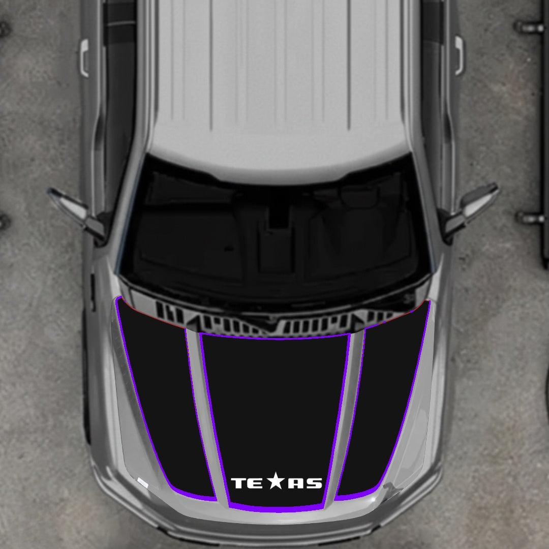 Hood Panel Decal/Sticker - Texas - Cut - Border Graphic Kit - For Ford F-150 2020-2026 - Premium Vinyl