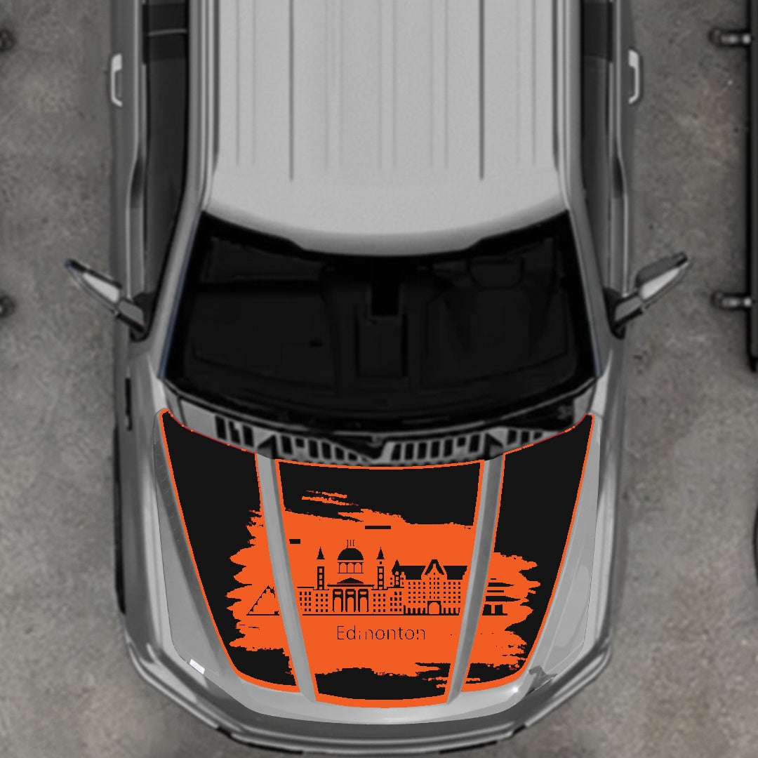 Hood Panel Decal/Sticker - Edmonton - Border Graphic Kit - For Ford F-150 2020-2026 - Premium Vinyl