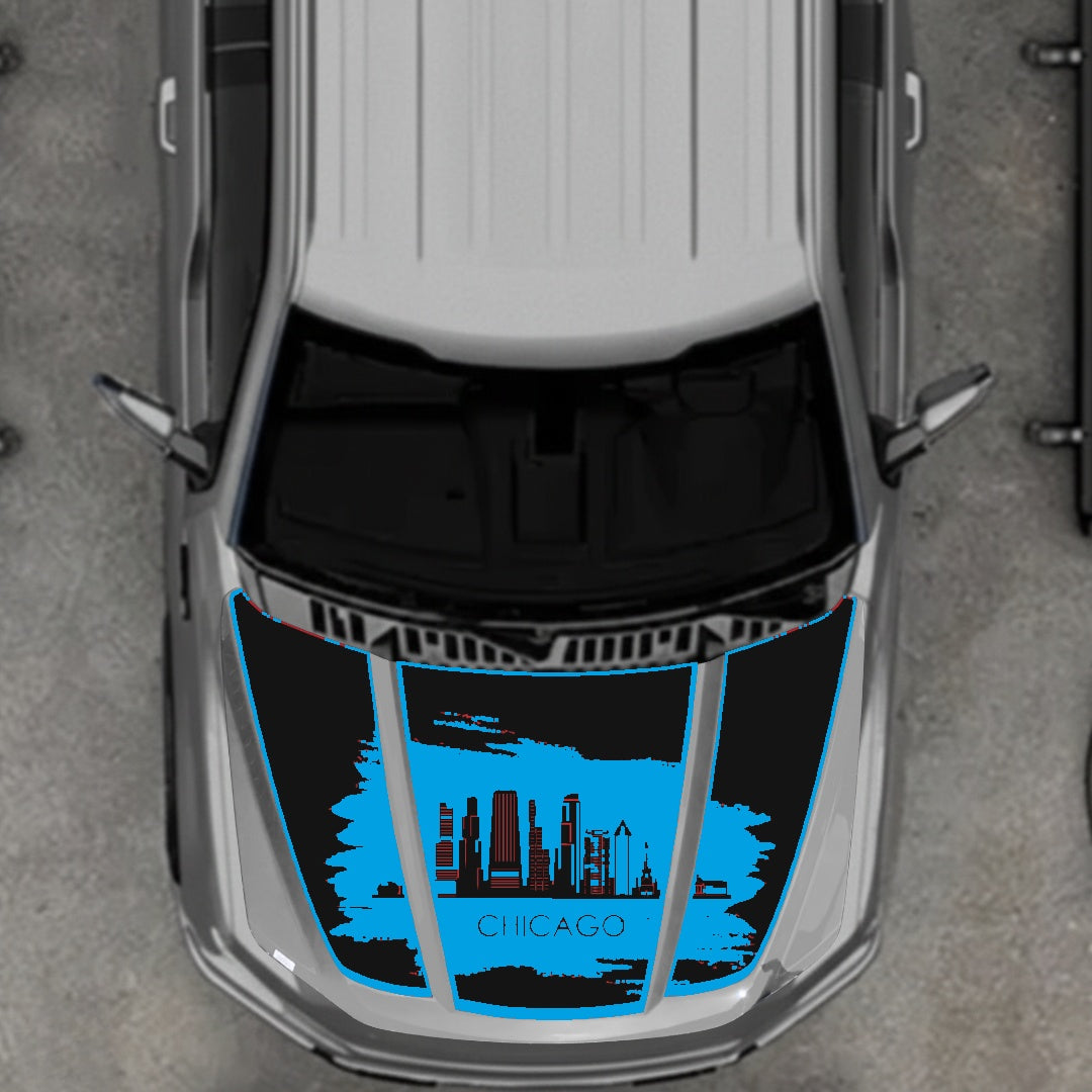 Hood Panel Decal/Sticker - Chicago - Border Graphic Kit - For Ford F-150 2020-2026 - Premium Vinyl