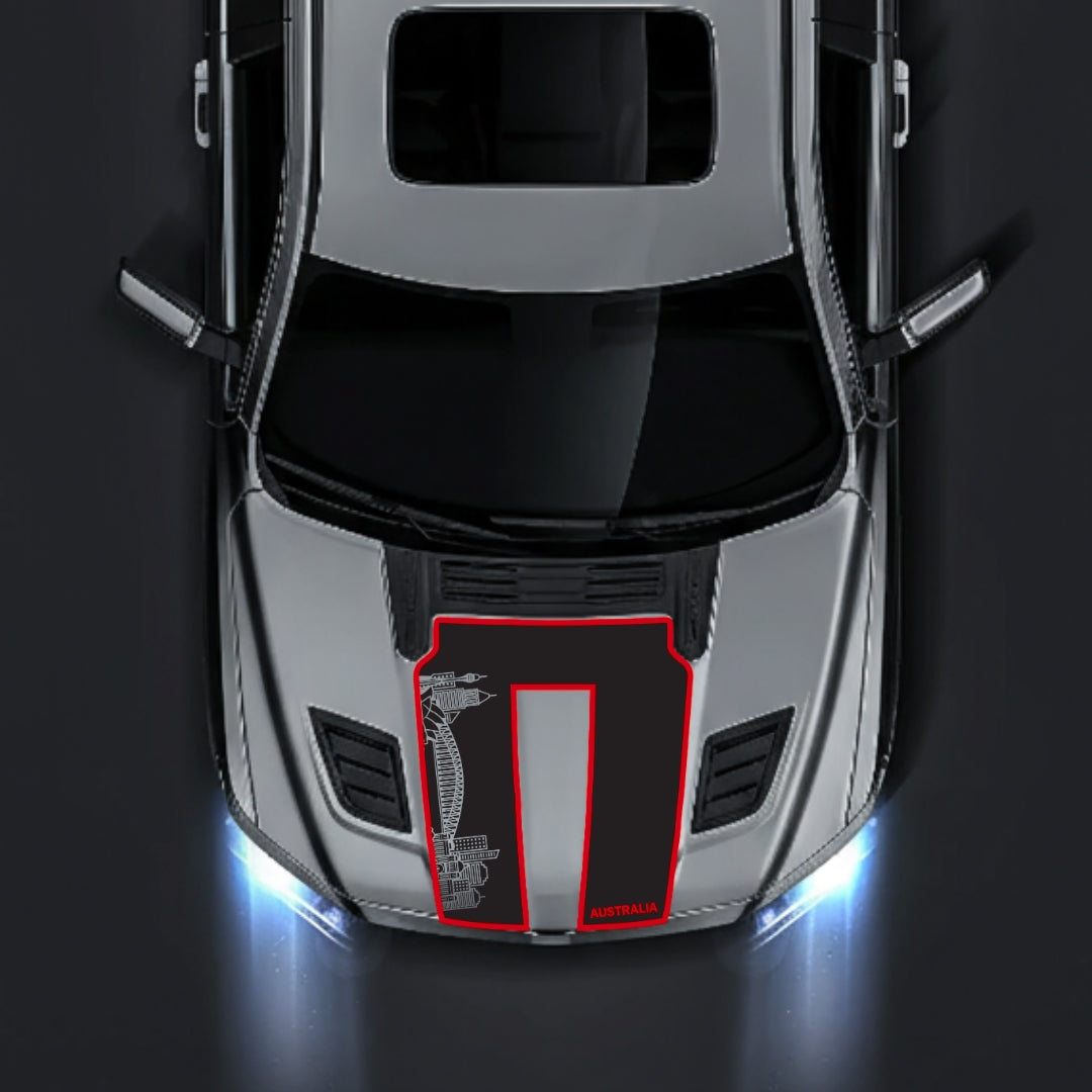 Performance Hood Panel Decal/Sticker - Australia Skyline - Cut - Border Graphic Kit - For Dodge RAM 1500 2019-2025 - Premium Vinyl